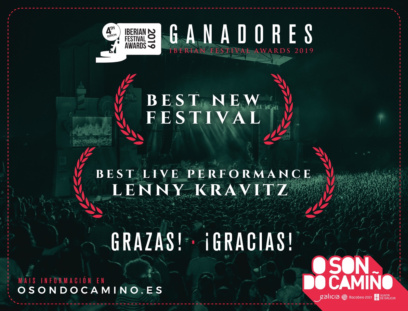 O SON DO CAMIÑO TRIUNFA EN LOS IBERIAN FESTIVAL AWARDS.